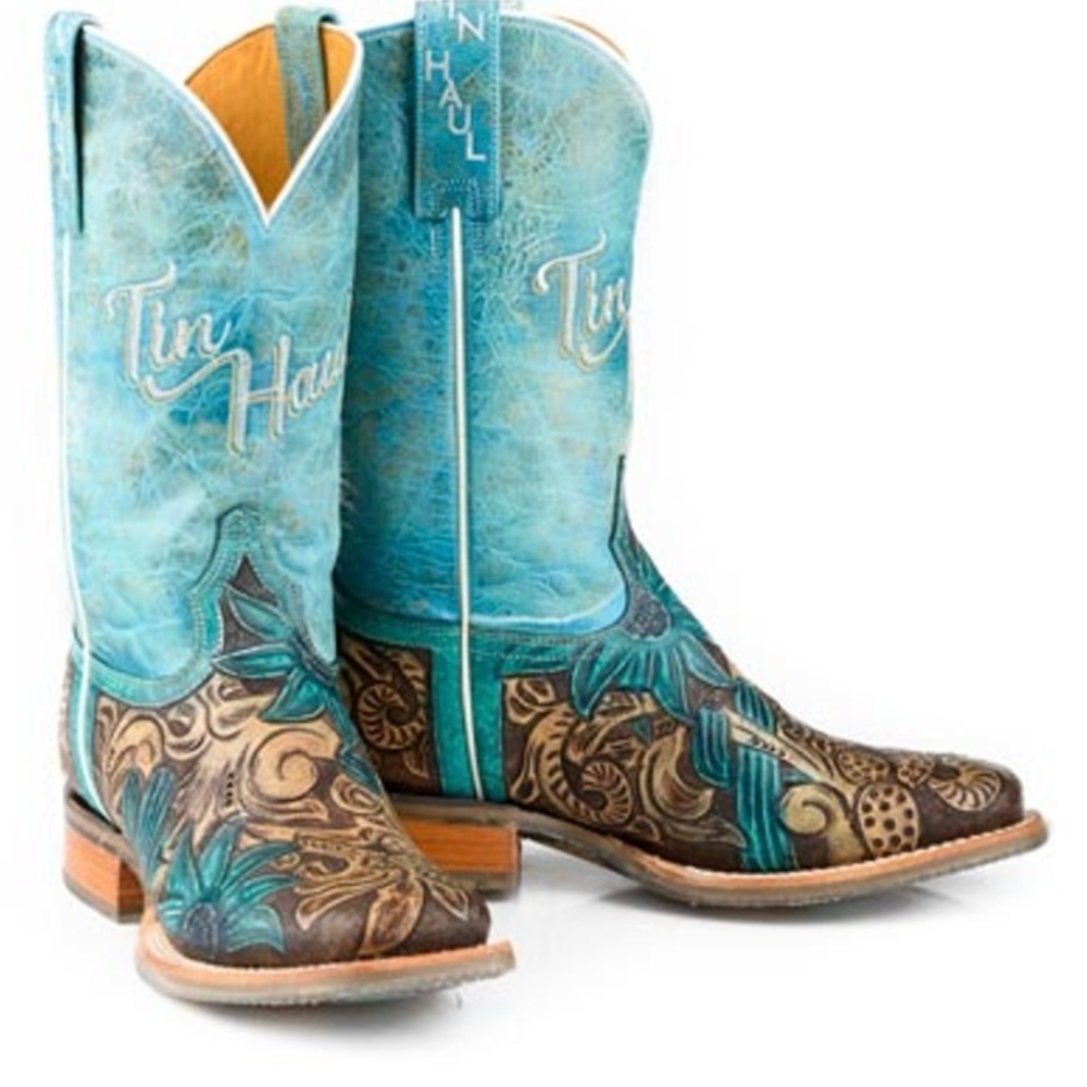 Tin Haul cactus Blue and Brown Western Boots